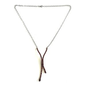 🌹🌹Vintage Elegant Sterling Silver Garnet Waterfall Style Necklace
